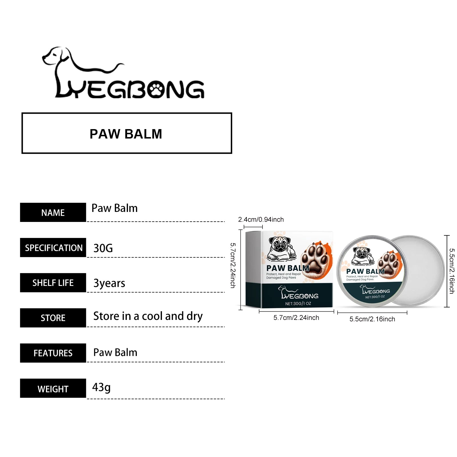 Pet Dog Paw Care Balm Moisturizer Repair Dry Cracked Skin Soothing Itching