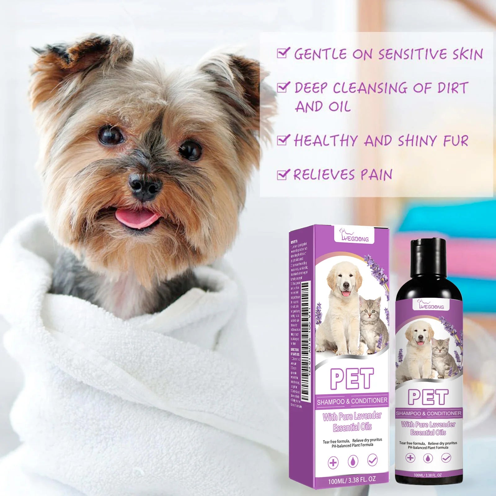 100ML Pet Bathing Shampoo Natural Formula Cleaning Dirts Relief Itching Prevent Tangles Smoothing Lasting Fragrance Pet Care