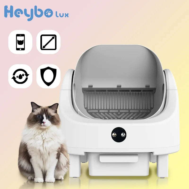 Large Capacity Self Cleaning Cat Litter Box  Odor Free Automatic Smart Open Waste Bin