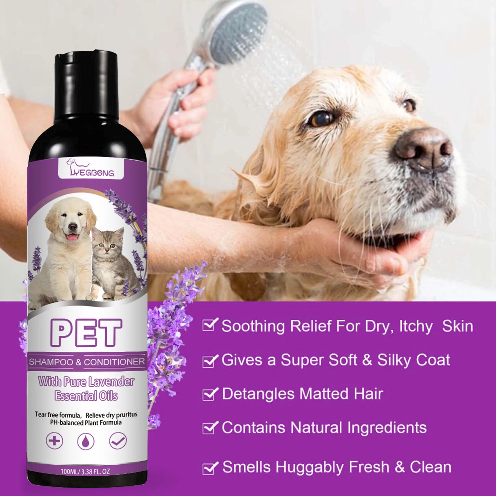Pet Shampoo for Dogs and Cats Cleansing Fur Relieve Itching
