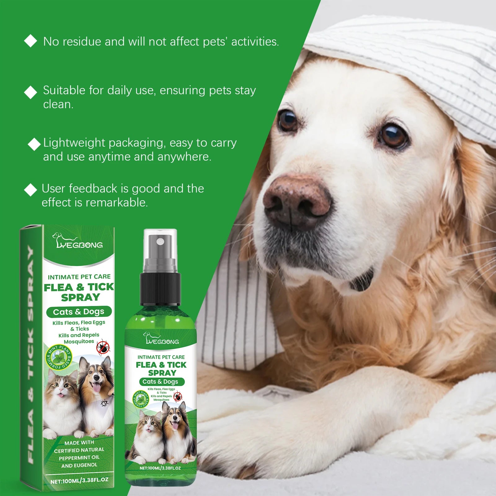 Pet Insect Repellent Spray Daily Cleaning, Promote Pet Skin Health Flea Relief