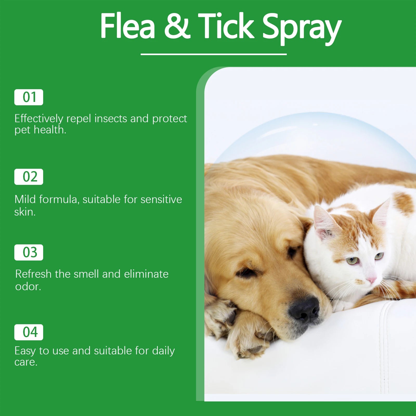 Pet Insect Repellent Spray Daily Cleaning, Promote Pet Skin Health Flea Relief