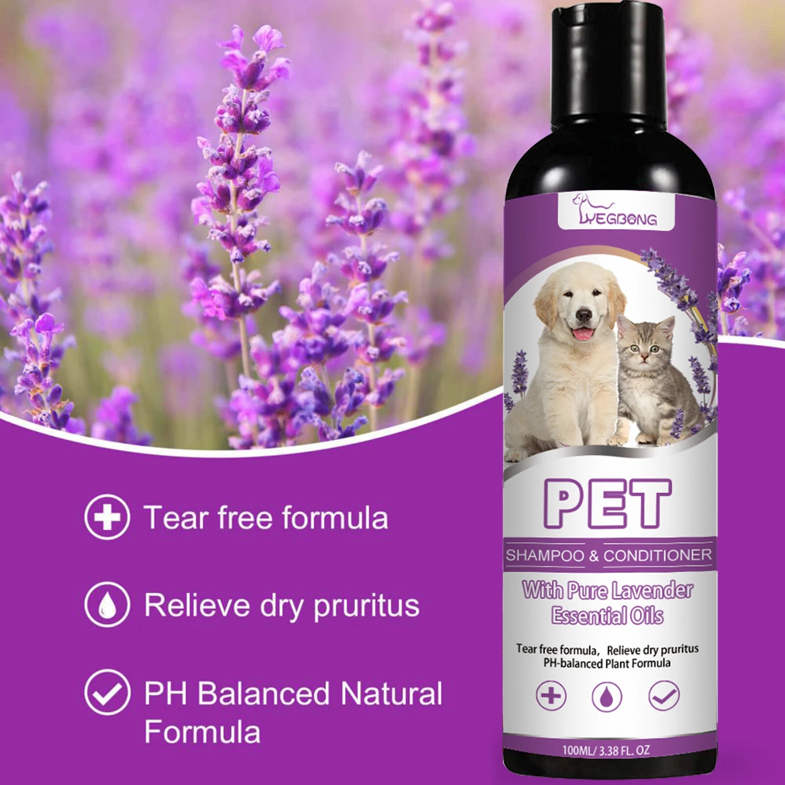 100ML Pet Bathing Shampoo Natural Formula Cleaning Dirts Relief Itching Prevent Tangles Smoothing Lasting Fragrance Pet Care