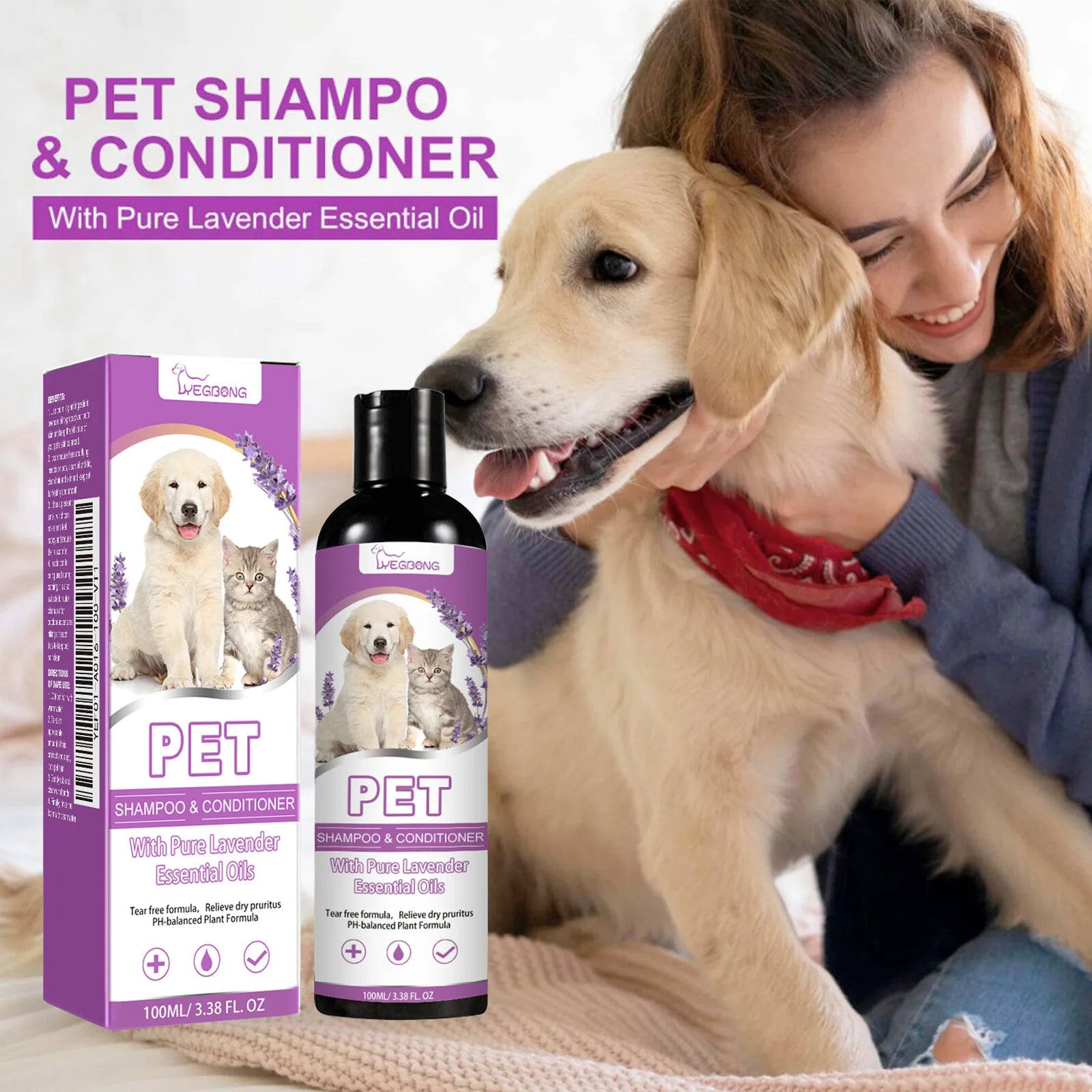 Pet Shampoo for Dogs and Cats Cleansing Fur Relieve Itching