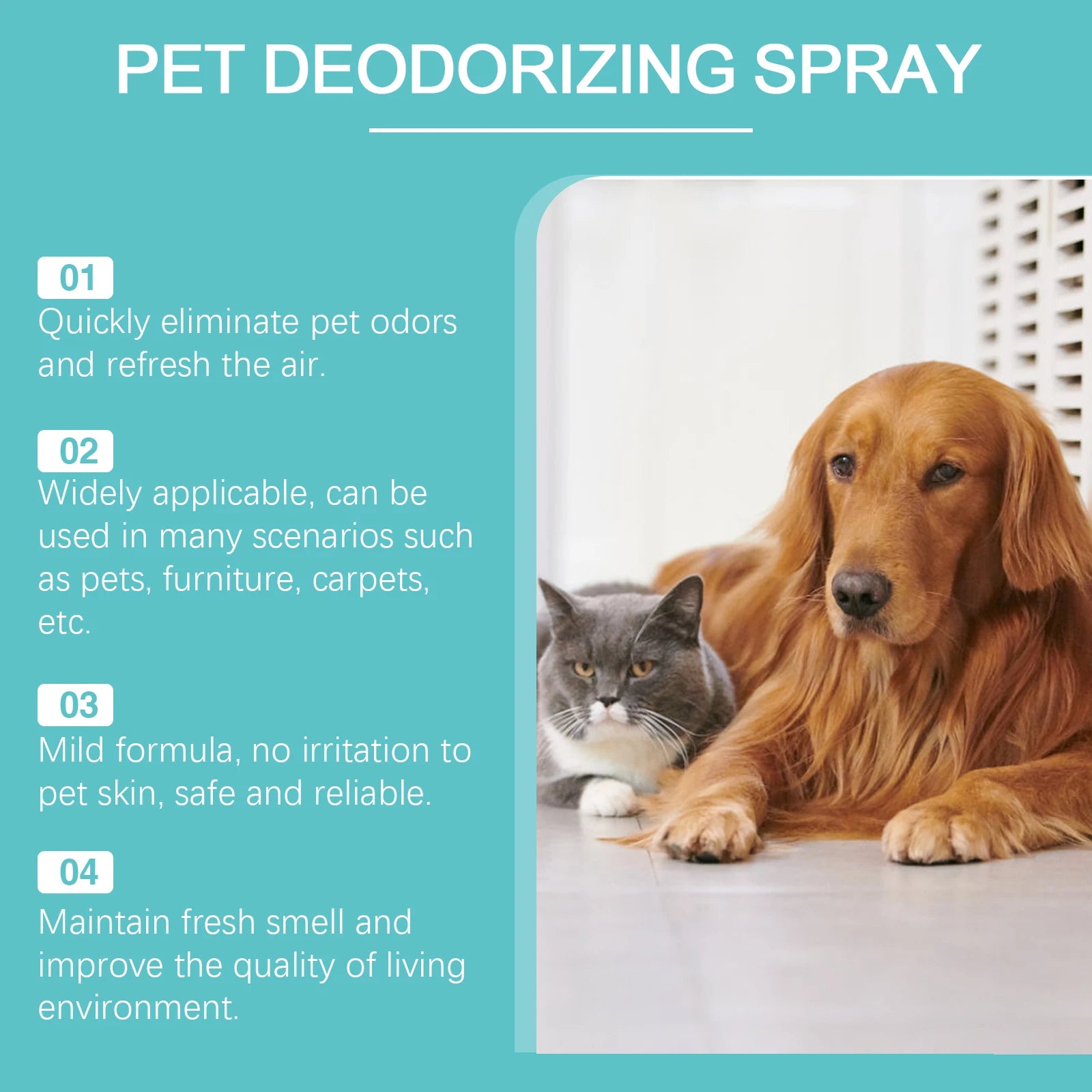 Pet Deodorant Spray Cleaning Gentle Non-irritating Promote Pet Health Lasting Remove Odor