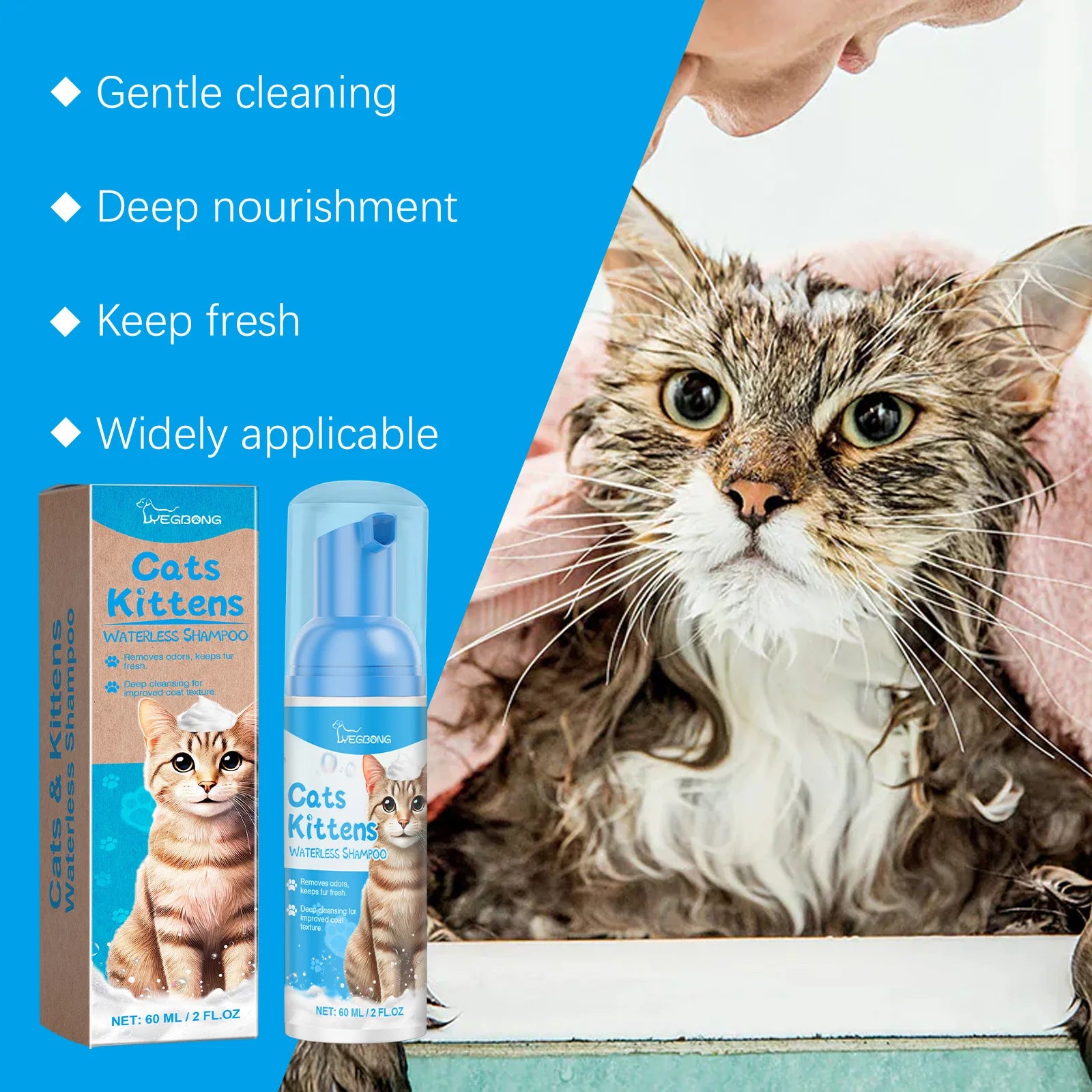 Cat Cleaning Mousse Remove Dirt Oil Moisturizing Nourishing For Pet Kitten
