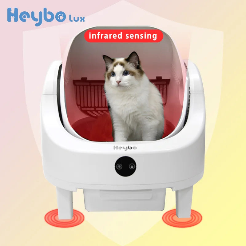 Large Capacity Self Cleaning Cat Litter Box  Odor Free Automatic Smart Open Waste Bin