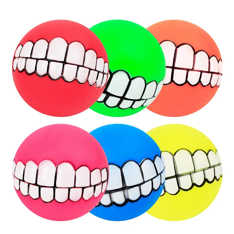 Pet Dog Ball Teeth Funny Trick Toy  Chew  Squeaky Dog Sound toys