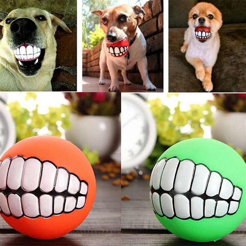 Pet Dog Ball Teeth Funny Trick Toy  Chew  Squeaky Dog Sound toys