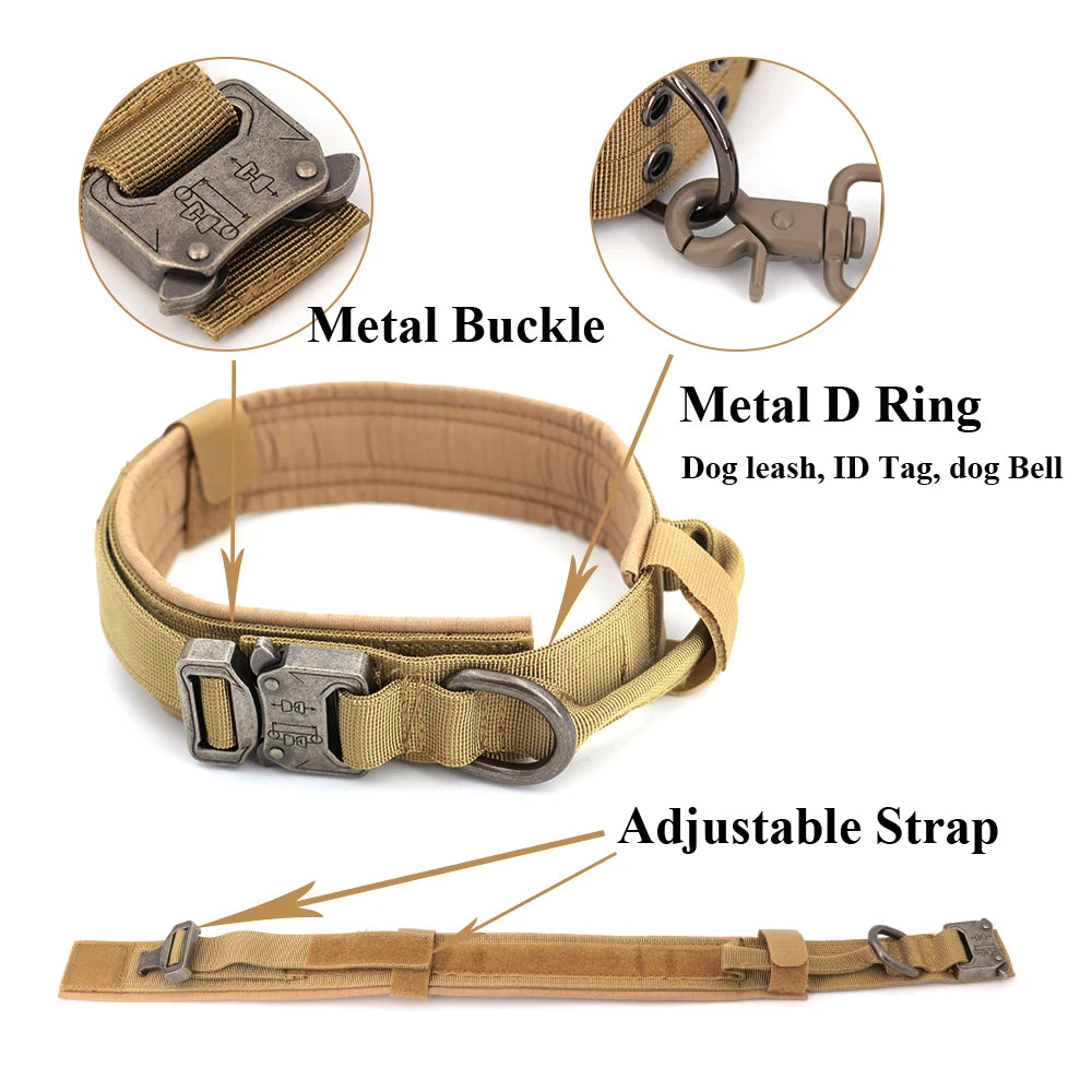 Dog Training Collar Adjustable Tactical Dog Collar And Leash Set  For Small Big Dogs