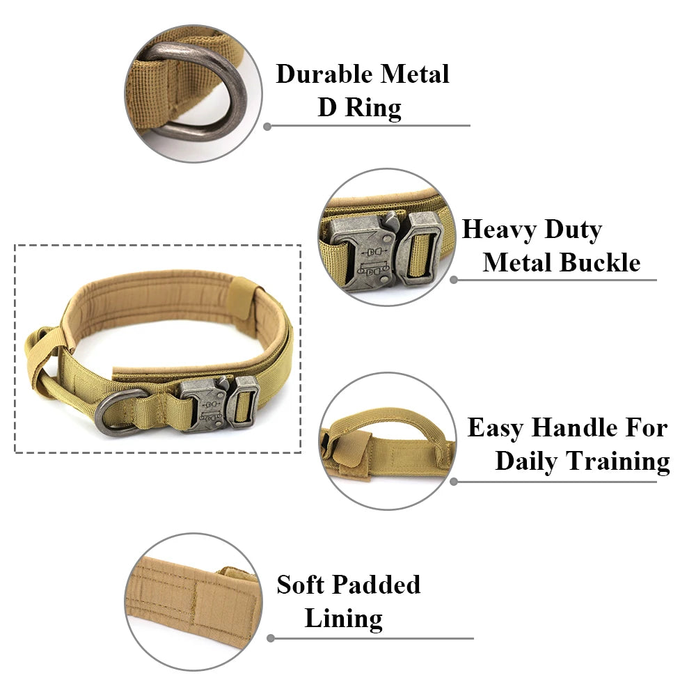 Dog Training Collar Adjustable Tactical Dog Collar And Leash Set  For Small Big Dogs