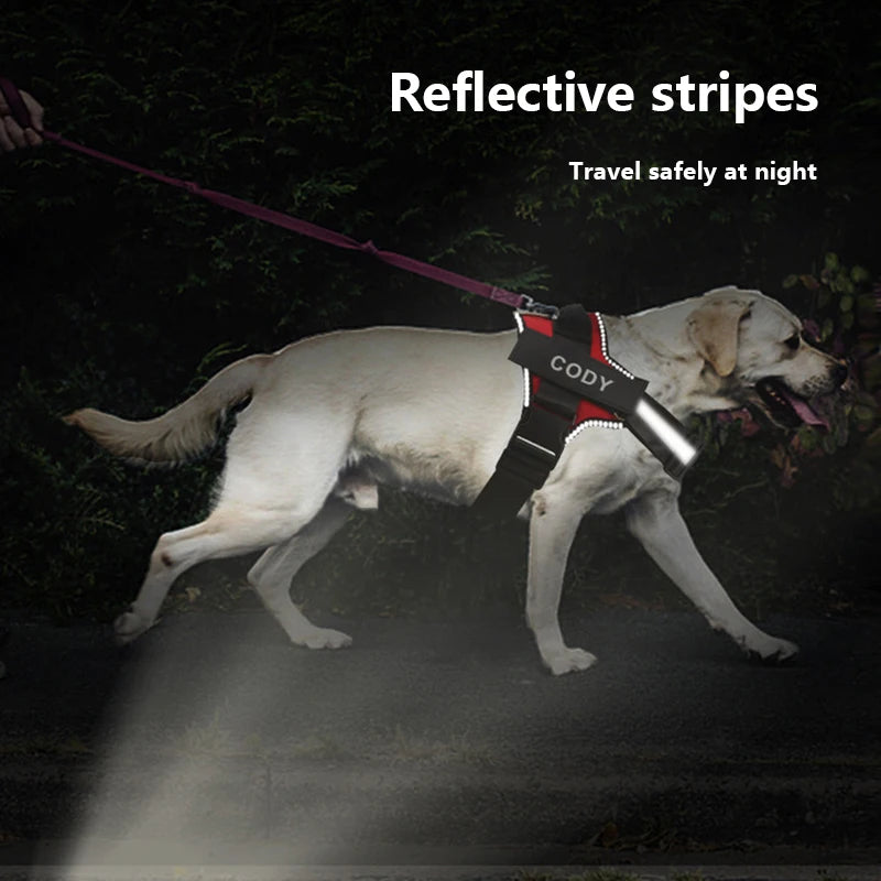 Dog Harness NO PULL Reflective Breathable Adjustable with ID Custom Patch