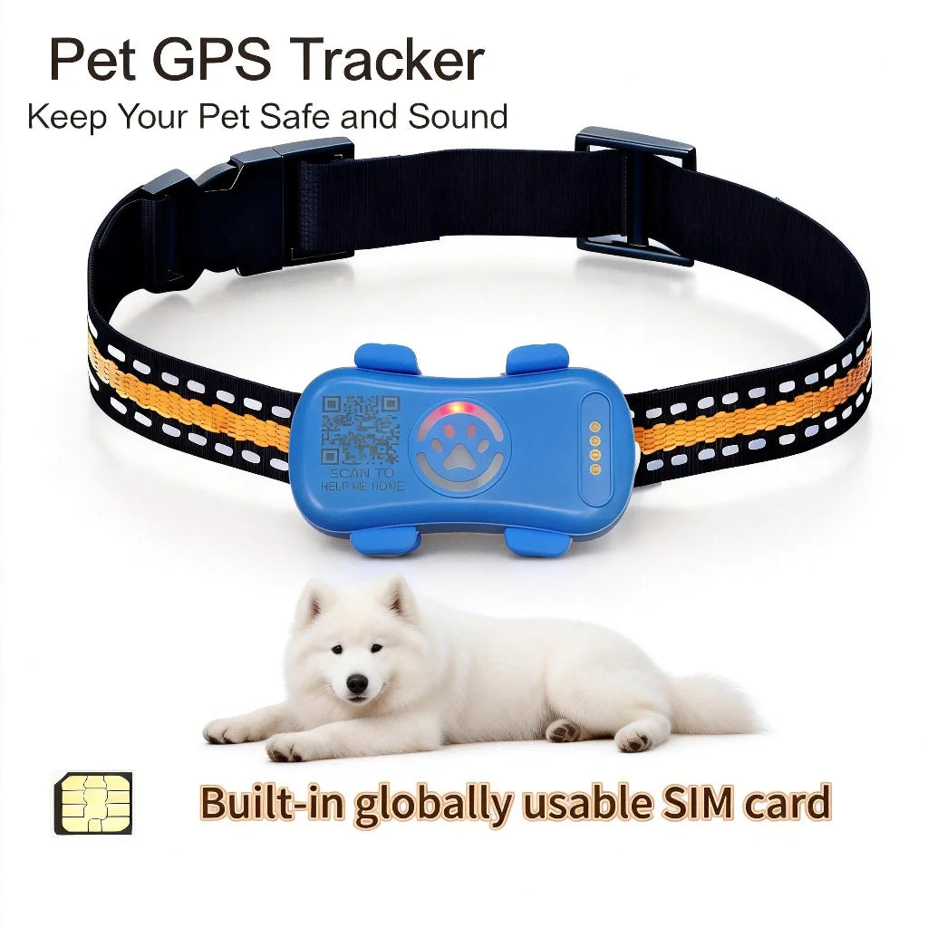 GPS Pet Tracker for Dogs Cats, Real Time Tracking Unlimited Distance, Anti-Lost Locator with SIM Subscription Required