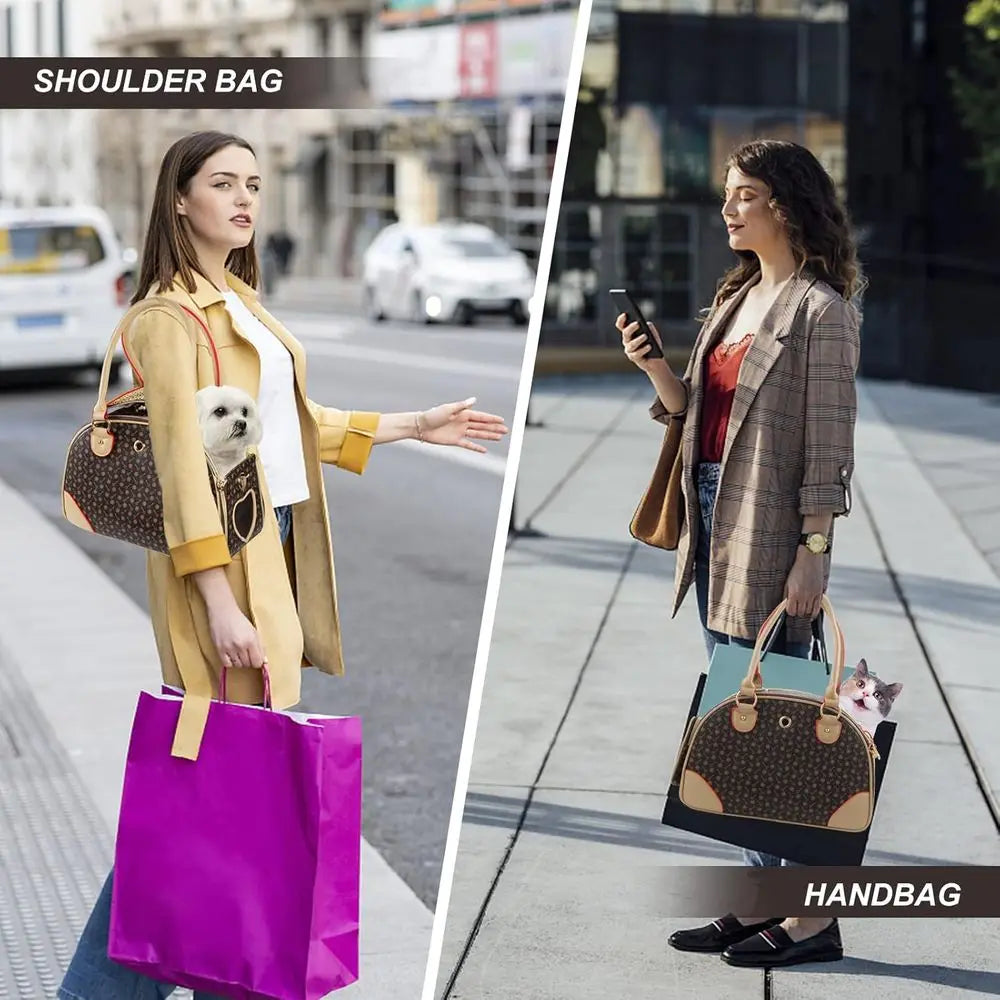 Fashion Dog Carrier PU Leather Dog Handbag Dog Purse Cat Tote Bag