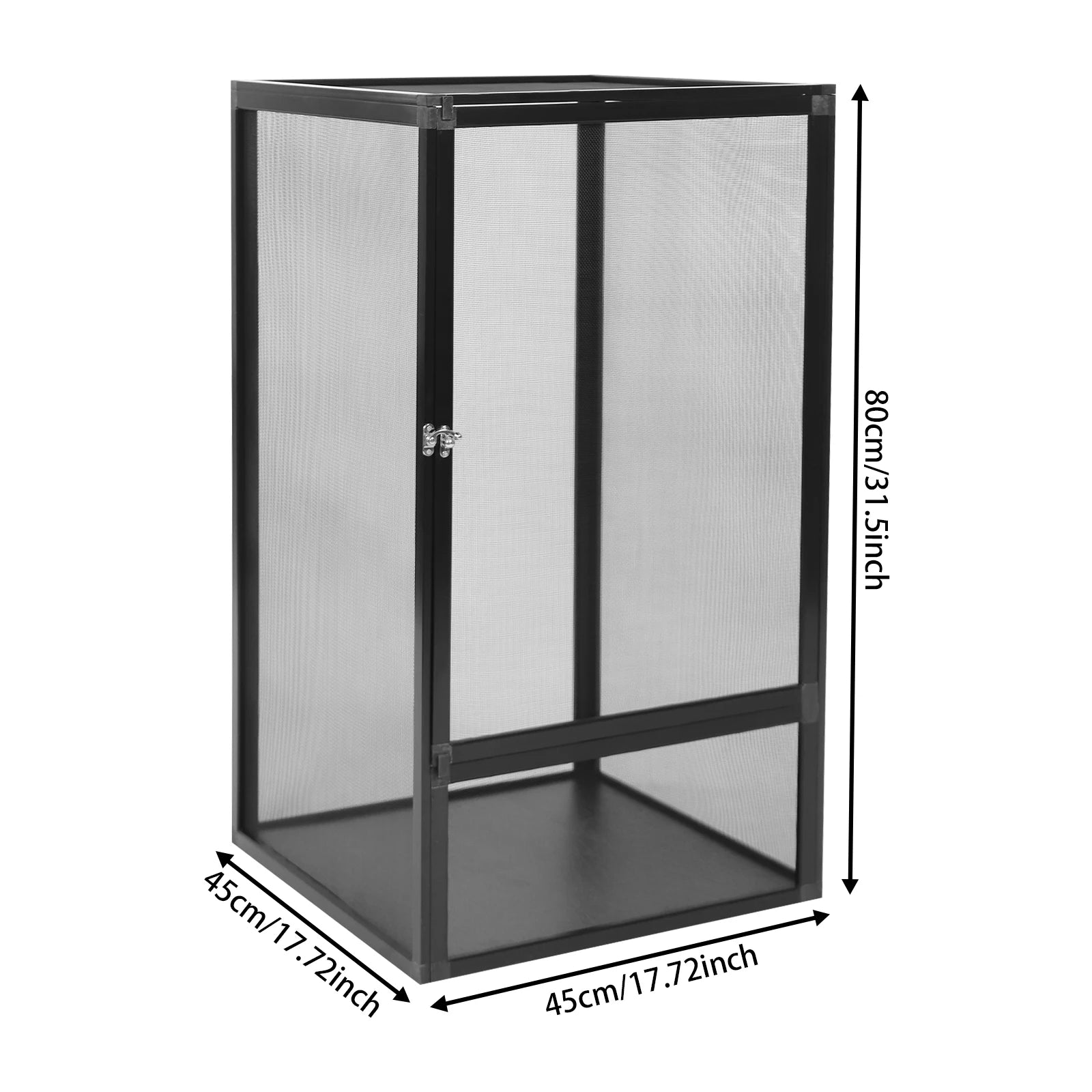 Micro Habitat Terrarium Enclosure, Freestanding Reptile Feeding Box, (Black)
