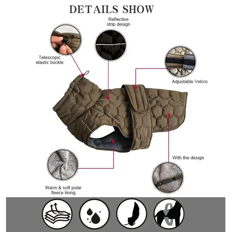 Winter Warm Dog Clothes Thick Reflective Snowsuit Pet Dog Down Jacket