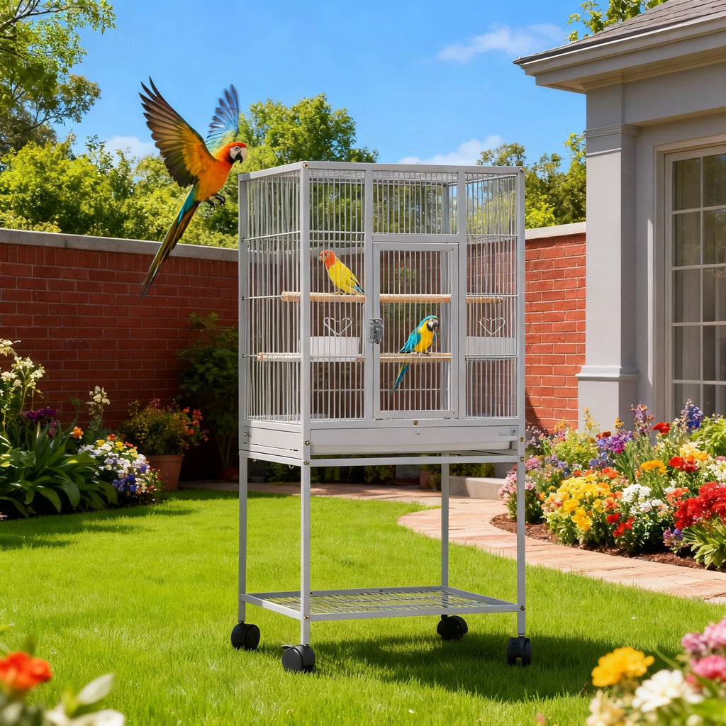 Small Animal Cage, 5-Level Metal Ferret or Bunny Cage with Wheels, with Removable Tray