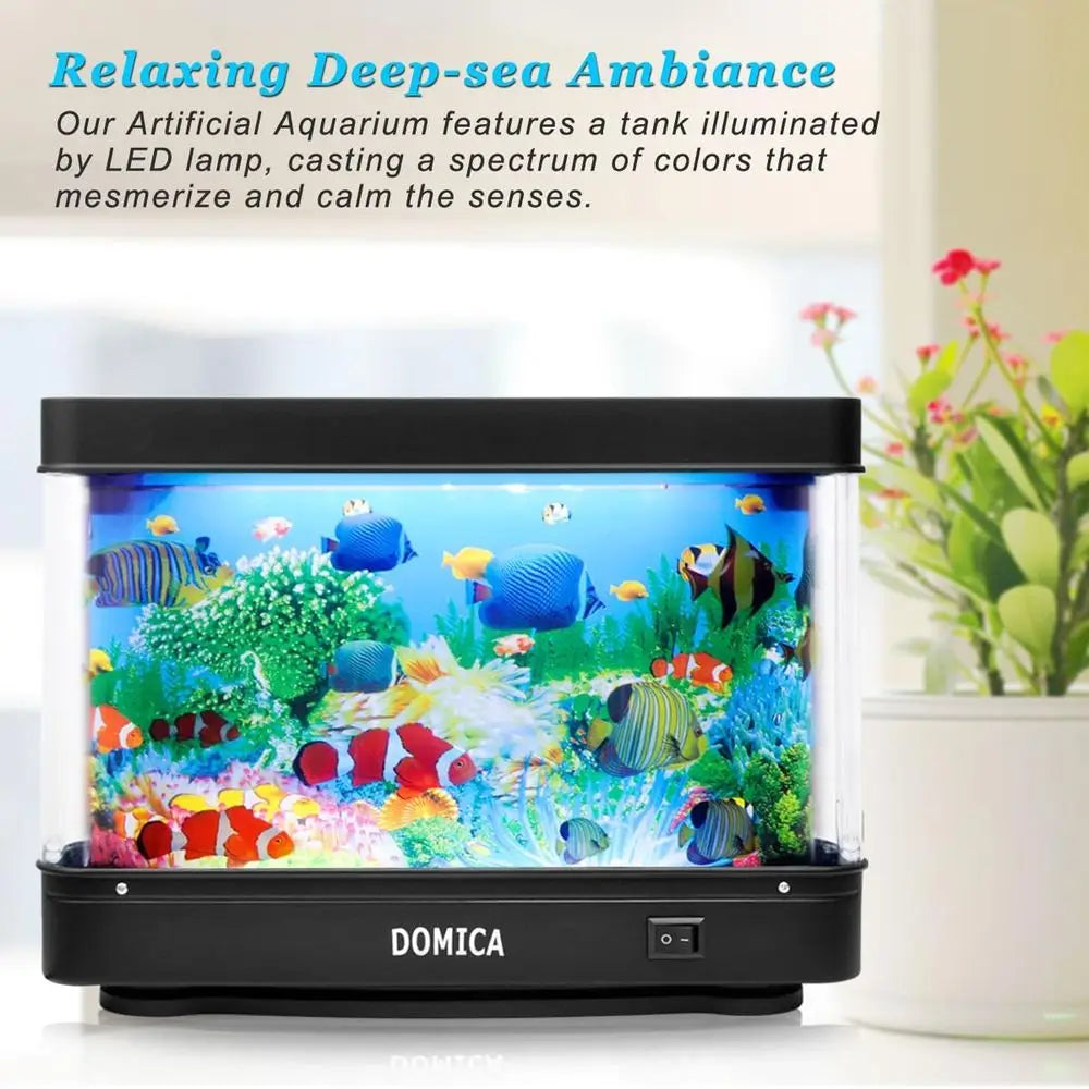 Fake Fish Tank with Moving Fish, Decorative Aquarium Lamp Sensory LED Mood Light