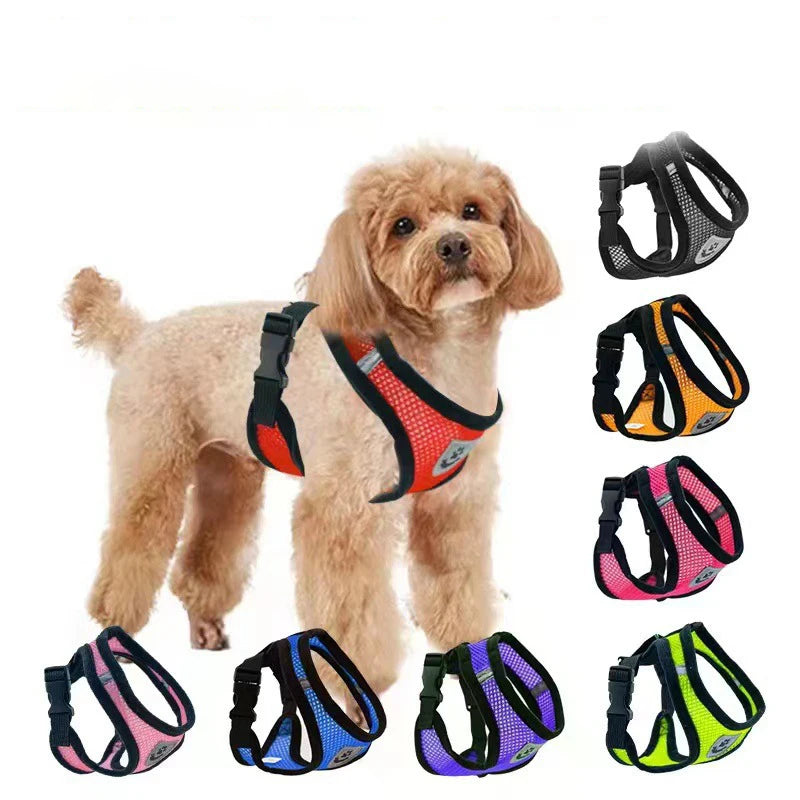 Cat/Puppy Harness Vest Walking Leash Collar Polyester Adjustable Mesh