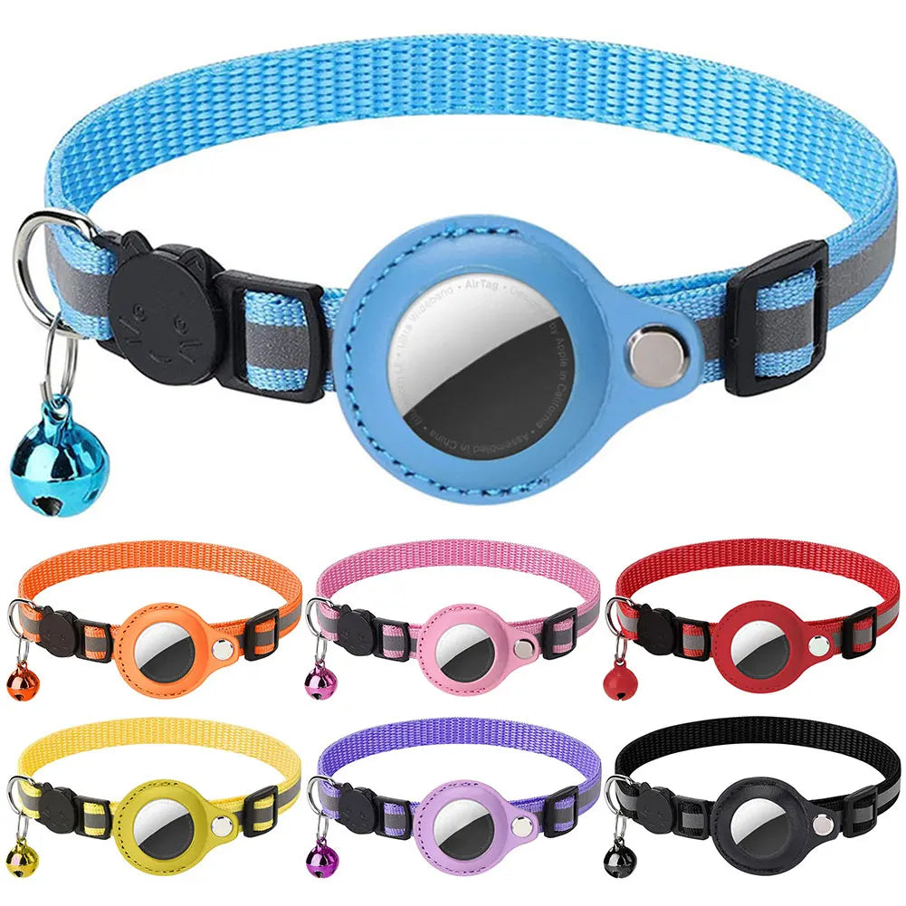 Apple AirTag Pet Collar, Reflective Kitten Collar, Safety Buckle, GPS Tracker Holder, Adjustable