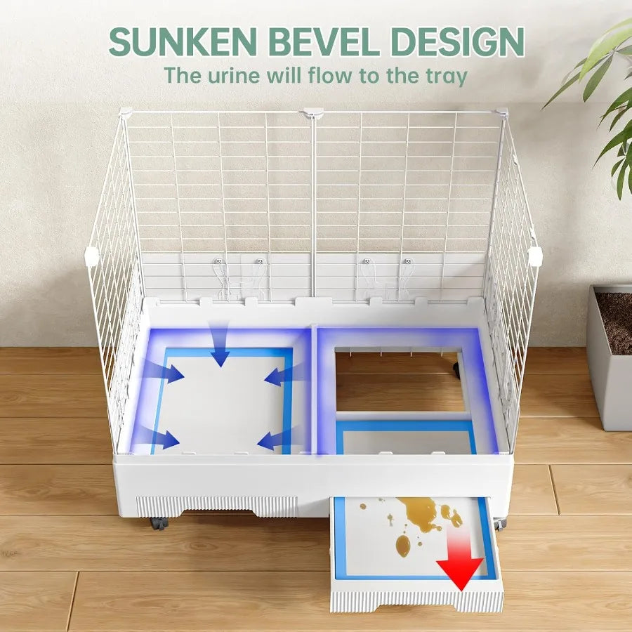 Deluxe Small Animal Cage With Pull Out Tray (Transparent Habitat for Rabbit Chinchillas Guinea Pig)