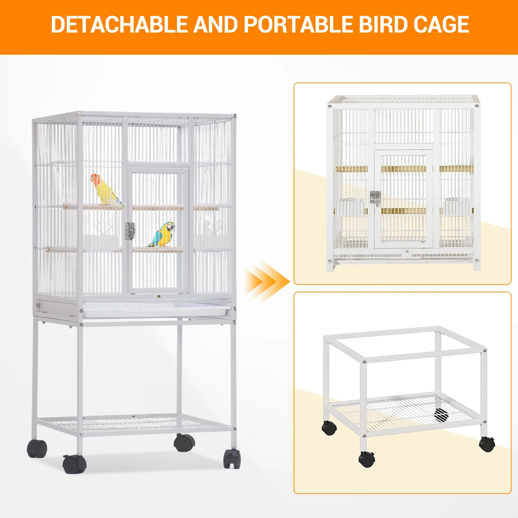 Small Animal Cage, 5-Level Metal Ferret or Bunny Cage with Wheels, with Removable Tray