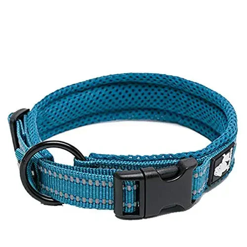 Pet Dog Collar, Nylon Adjustable, Webbing Padded, Soft Reflective