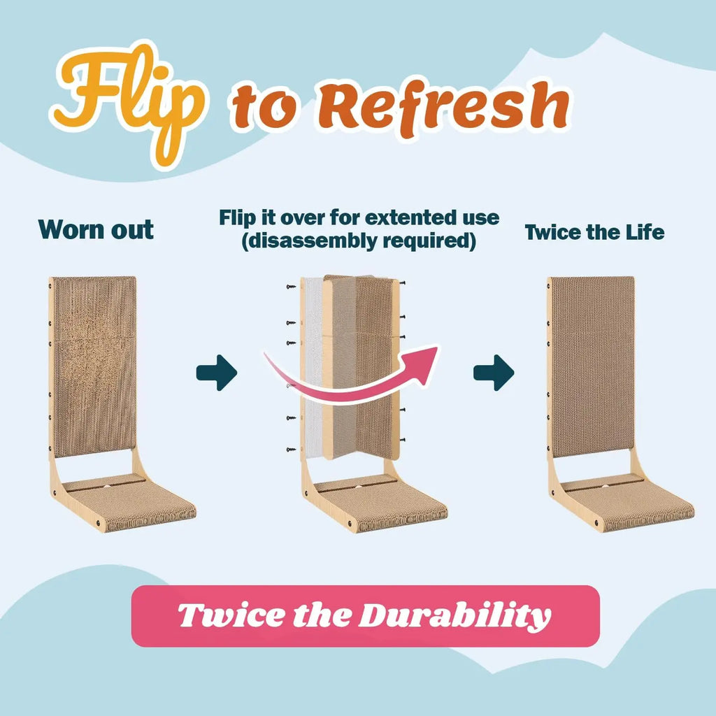 2-Pack L-Shaped Cat Scratching Board, 25.6'' Tall Vertical Scratcher for Indoor Cats, Wall and Couch Protector