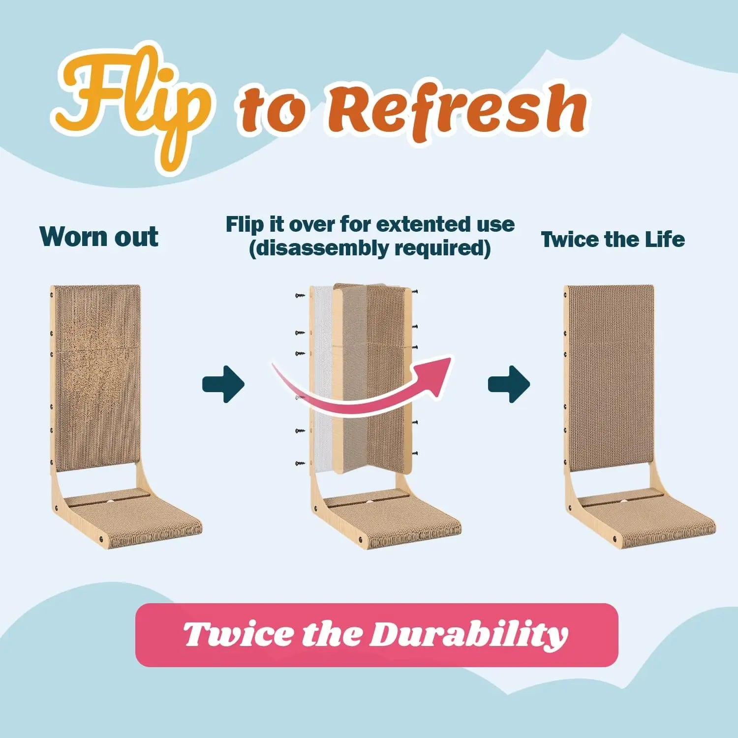 2-Pack L-Shaped Cat Scratching Board, 25.6'' Tall Vertical Scratcher for Indoor Cats, Wall and Couch Protector
