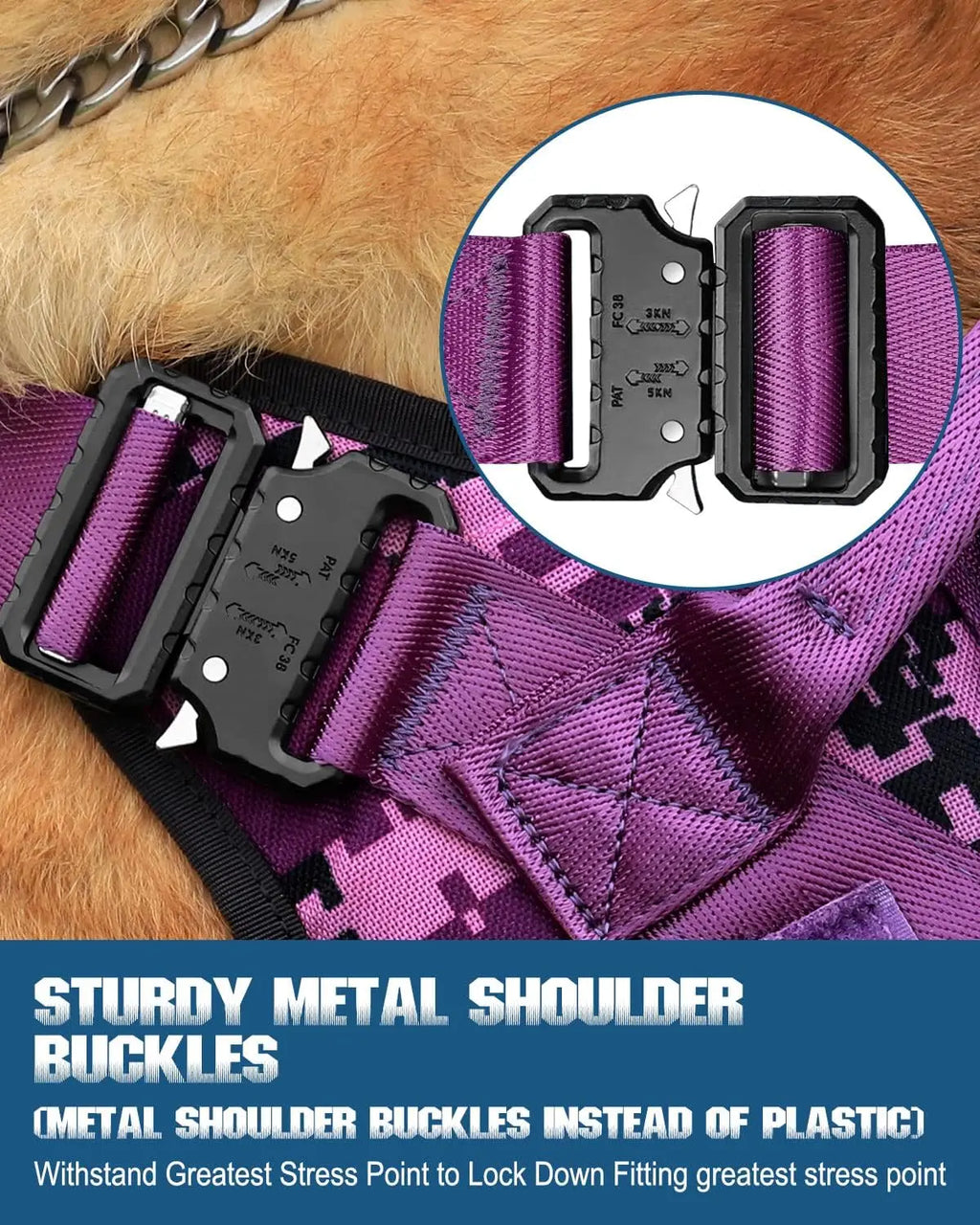 Tactical Dog Harness for Large Breeds, Service Dog Vest with MOLLE Panels and Handle for Walking Hiking Training