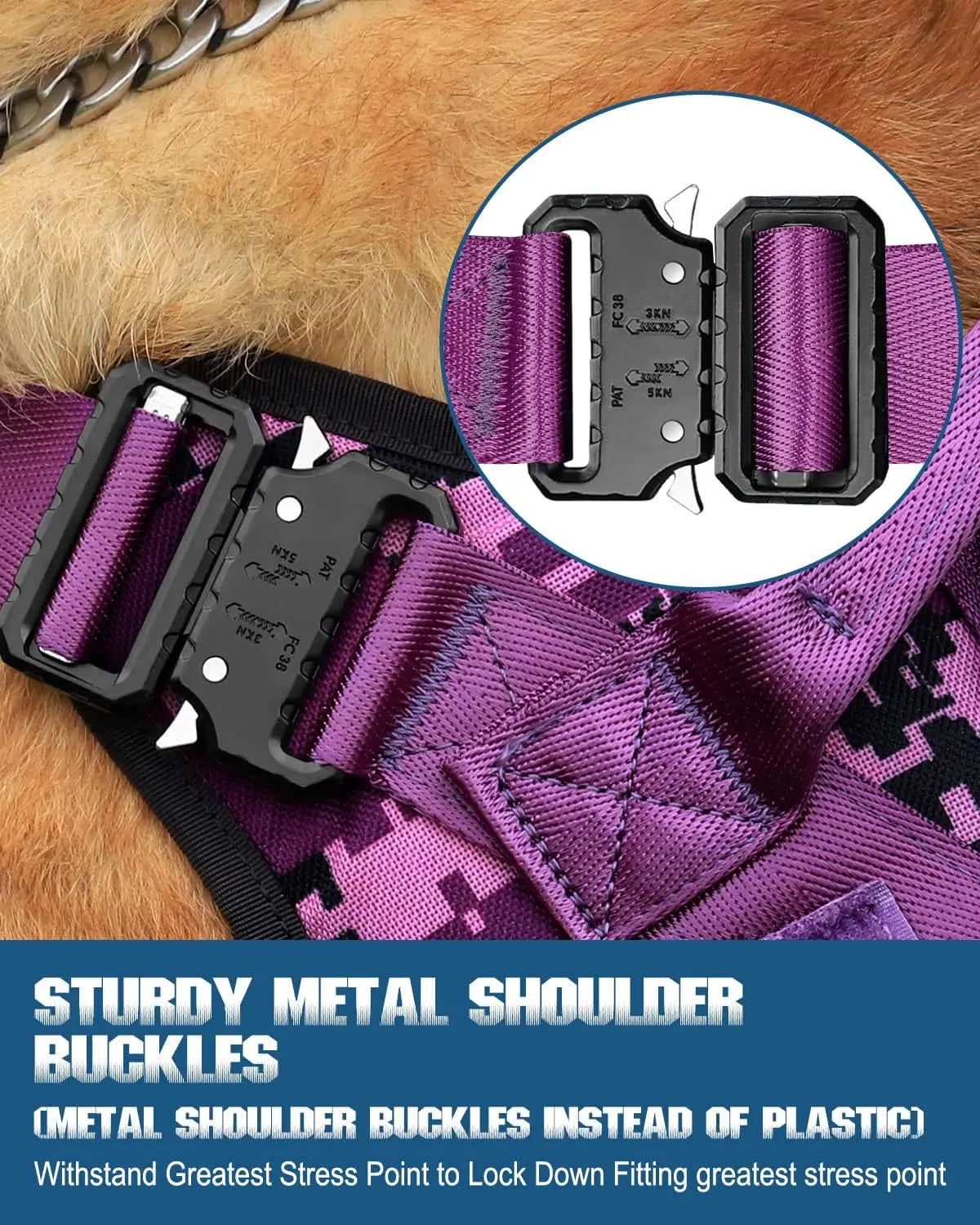 Tactical Dog Harness for Large Breeds, Service Dog Vest with MOLLE Panels and Handle for Walking Hiking Training