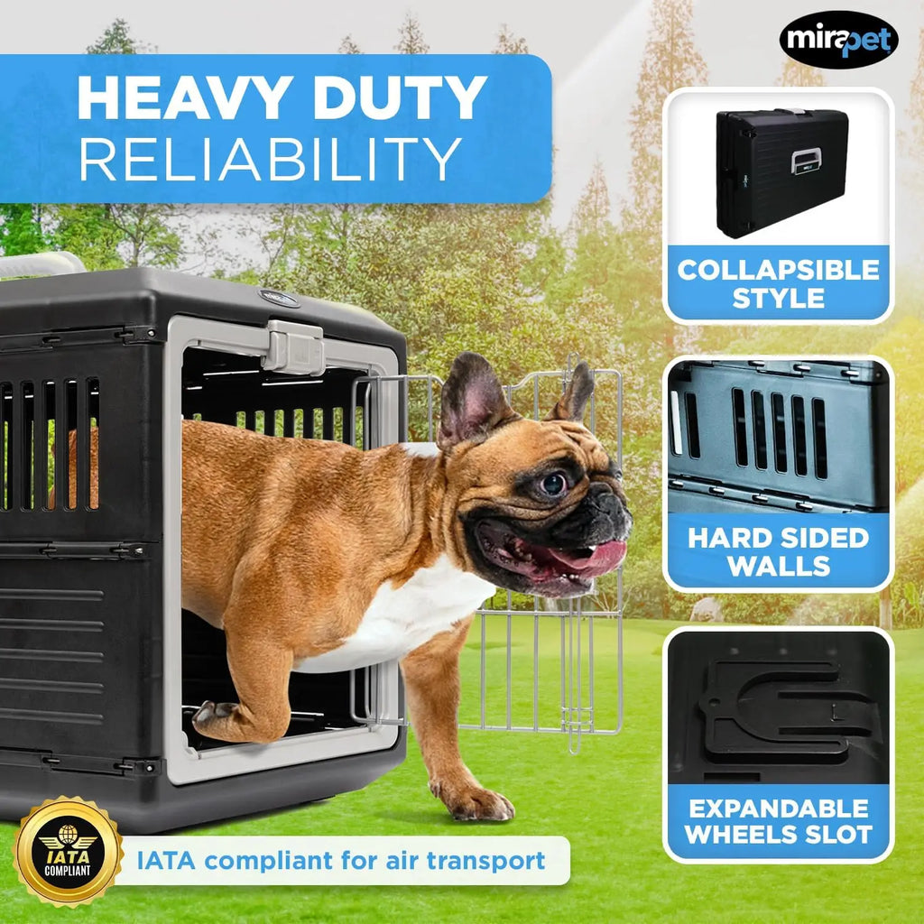 26" Collapsible Pet Carrier for Medium Cats & Dogs 360 Ventilation & Hard Plastic Walls