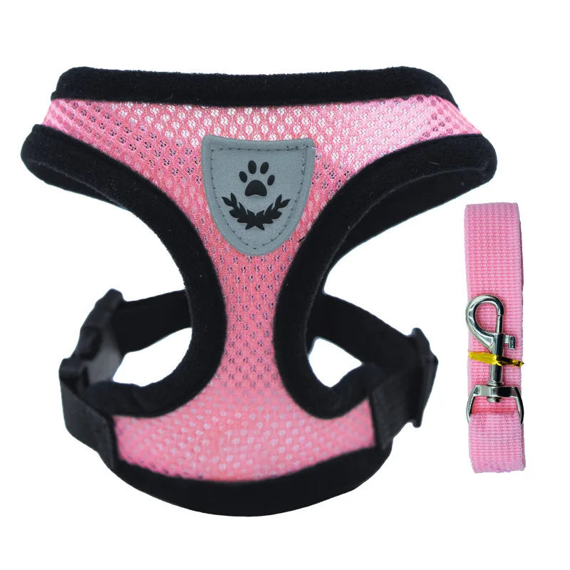 Cat/Puppy Harness Vest Walking Leash Collar Polyester Adjustable Mesh