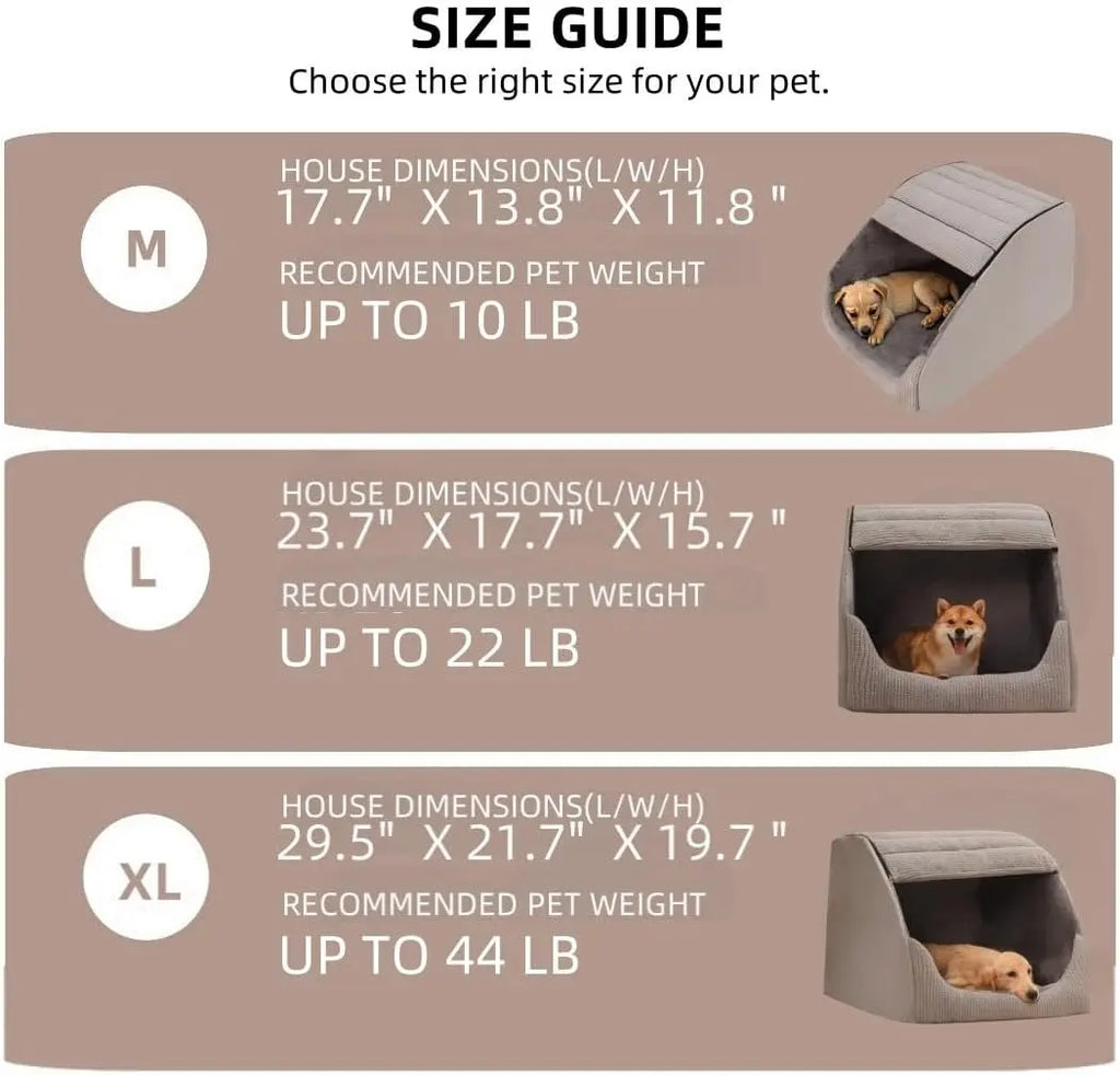 Extra Large Dog Bed House, 30D Memory Sponge, Cozy Indoor Plush Cave