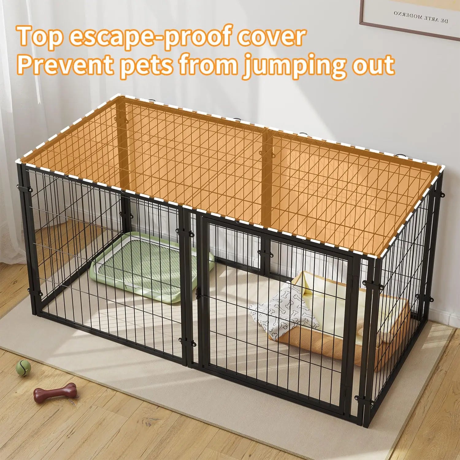 Heavy Duty Dog Crate for Large, Medium & Small Dogs. Indestructible, Escape-Proof