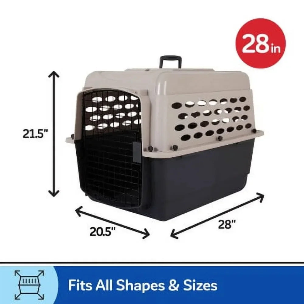 Small Plastic Dog Kennel 28" Airline Approved, Secure Travel Crate