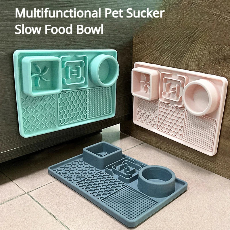Dog Licking Pad Slow Feeding Bowl Food Grade Silicone Suction Cup  Slowly Feed Plate Pets