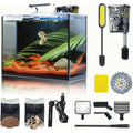 3 Gallon Small Aquarium Set Glass Fish Tank With Heater, Water Pump, Cleaning System, Filter Bright Light, Rocks
