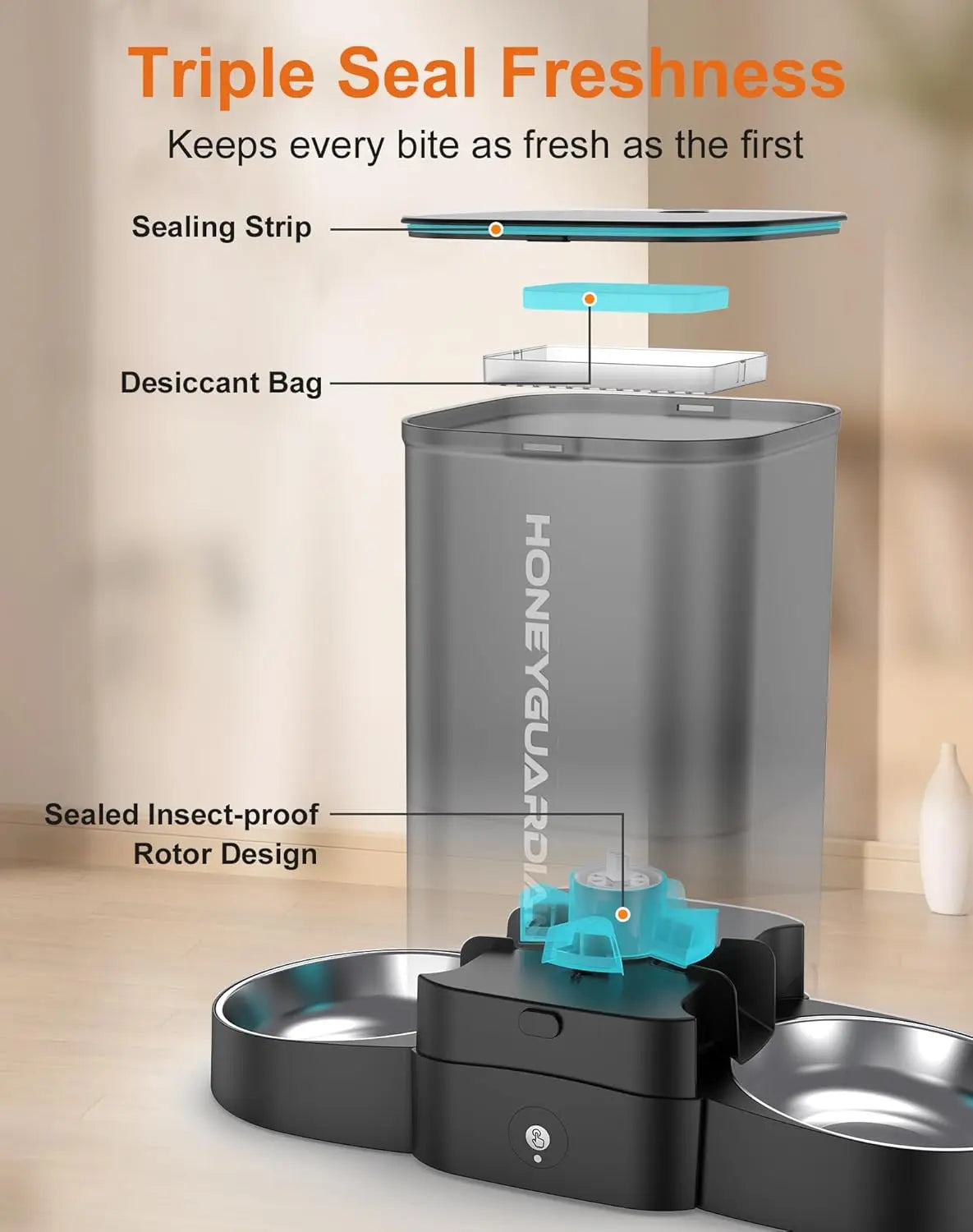 Automatic Cat Feeder for Two Cats, WiFi Smart Pet Dispenser with App Control