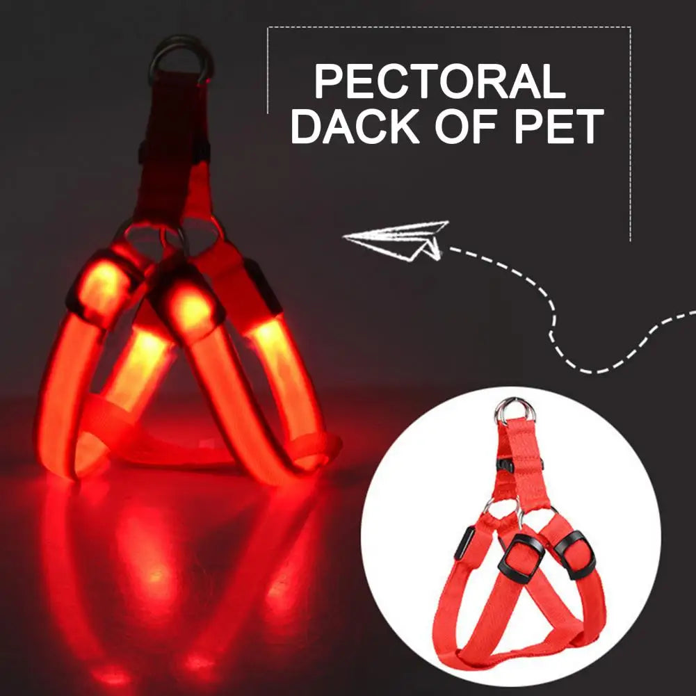 Adjustable LED Pet Harness, USB Rechargeable Light Up Dog Harness, Glow-in-The-Dark Safety Vest