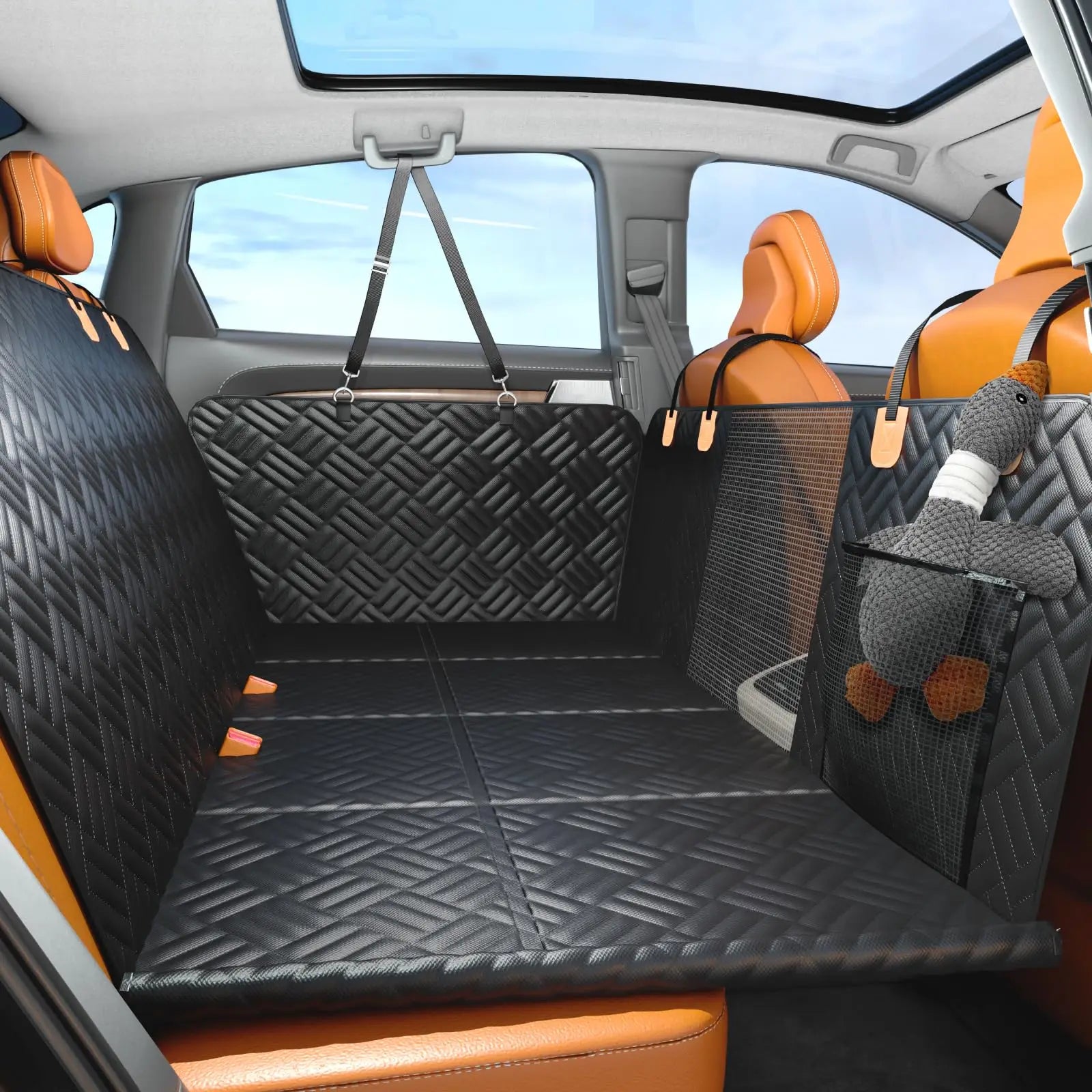 Car Rear Seat Dog Seat Cover, Hard Bottom, Heavy-Duty Anti-Scratch Washable