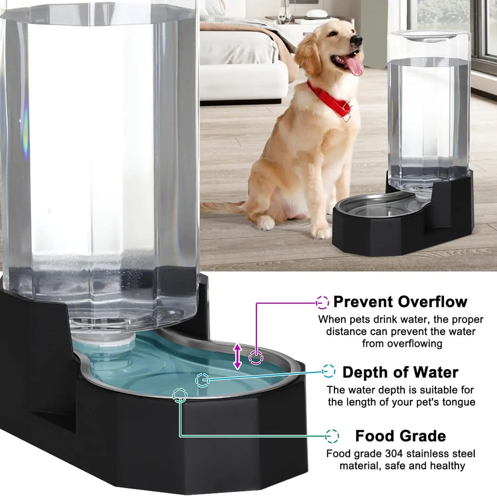 9L Automatic Pet Water Dispenser with Gravity Design for Multiple Dogs