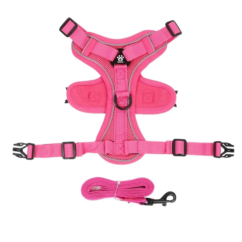 No Pull Dog Harness and Leash Set Adjustable Pet Harness Vest Reflective