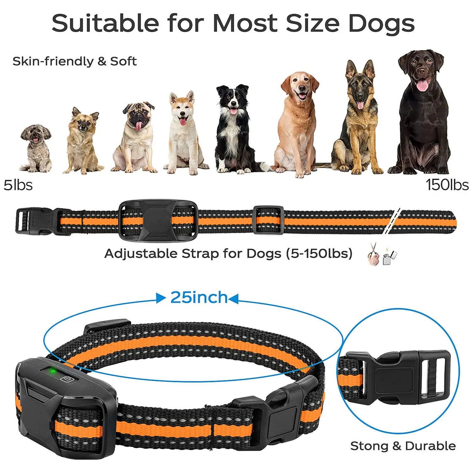 3300Ft Electric Dog Training Collar Remote Control Waterproof With Vibration