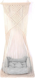 Macrame Hanging Cat Hammock Space Saving Window Perch with Washed Cotton