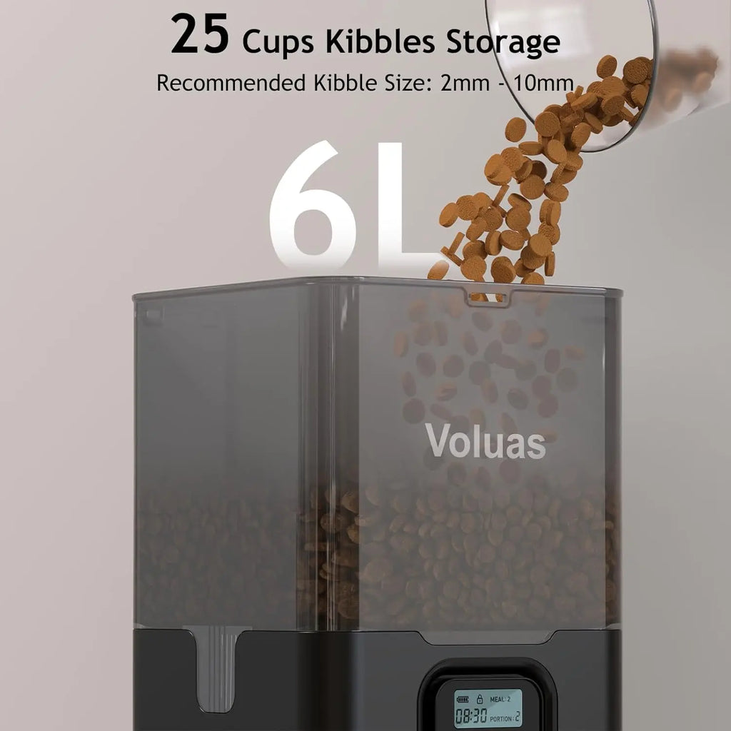 Automatic Double Cat Feeder with Timer, Memory, and 2 Stainless Steel Bowls for Healthy Pet Diet