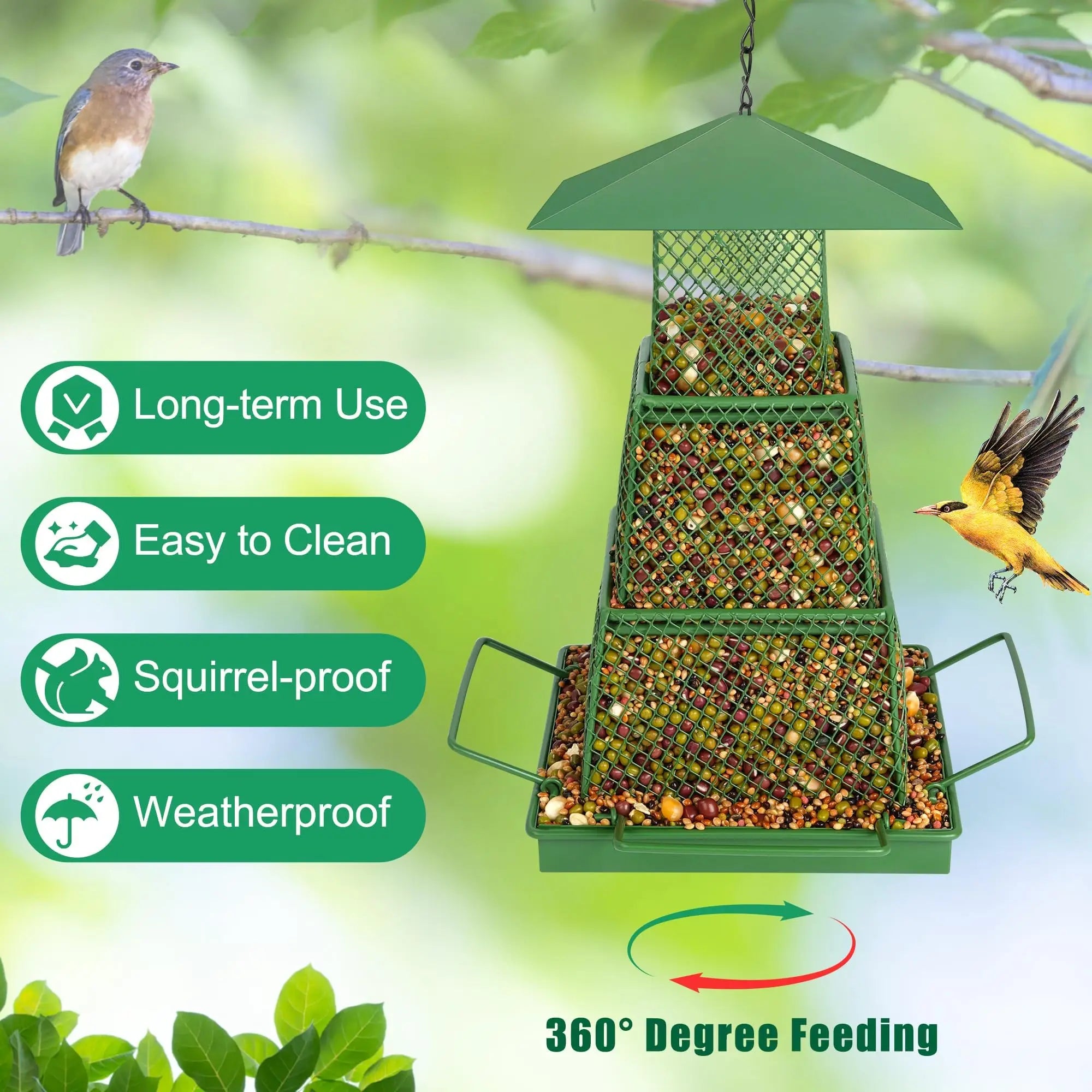 "Seed-Saving" Heavy-Duty Outdoor Bird Feeder - Squirrel Proof