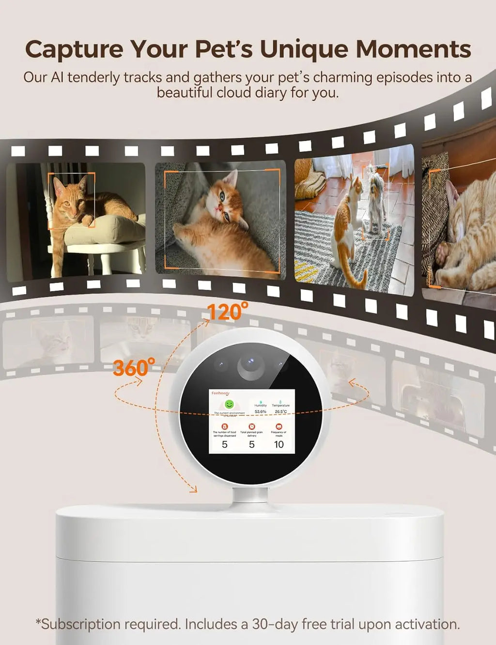 Smart AI Pet Feeder with 2K Camera, Night Vision & Two-Way Audio, Timed Automatic Food Dispense