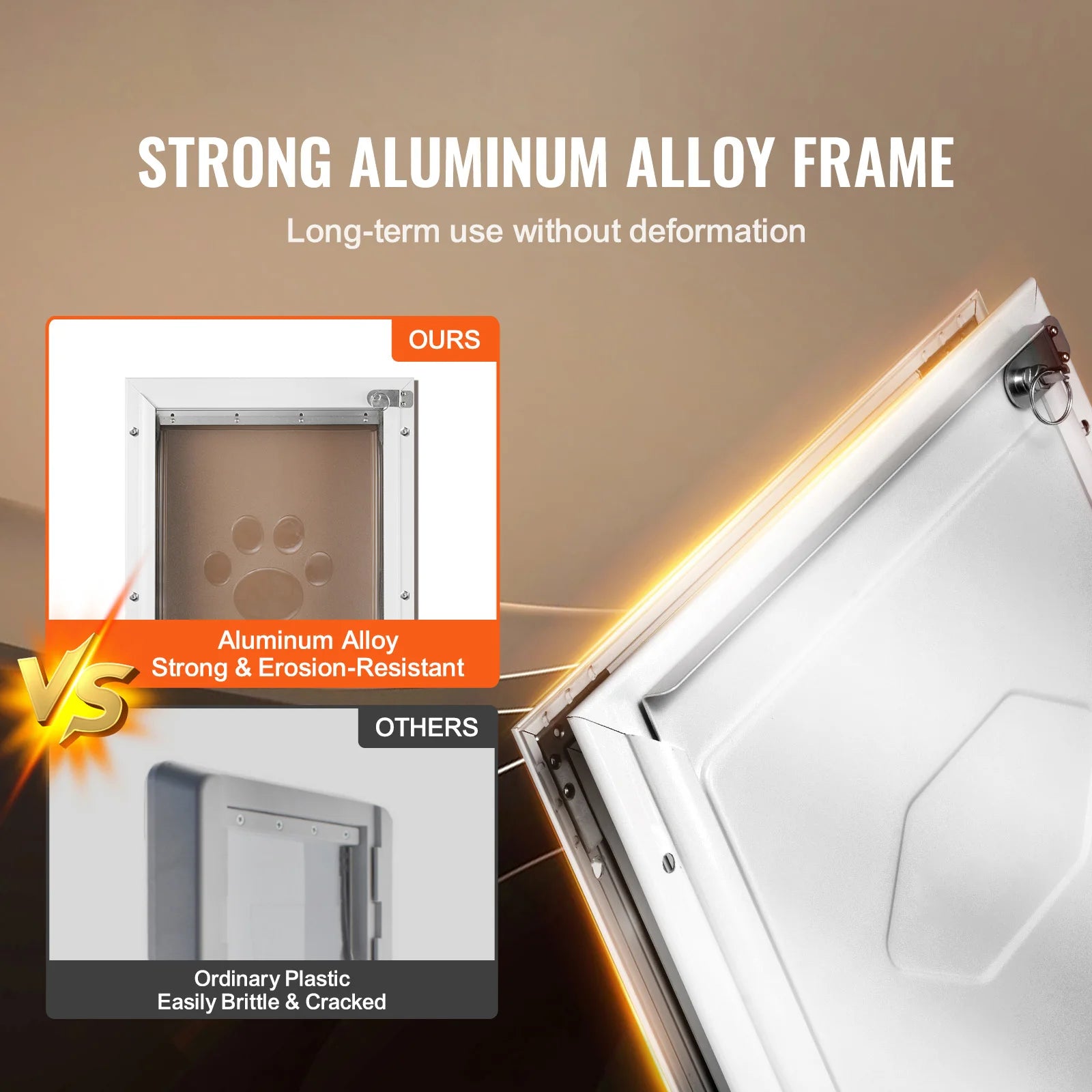 Pet Door Aluminum Frame with Lock and Flap System Weatherproof Doggy Door Easy to Install