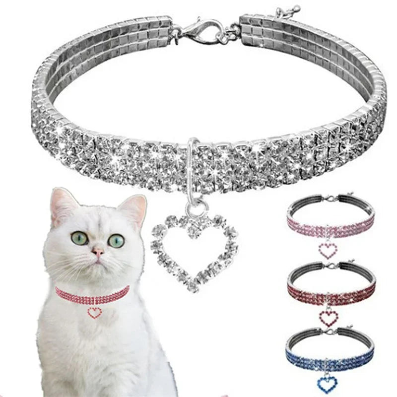 Bling Rhinestone Dog Collar Crystal  Leash For Small Medium Dogs S M L